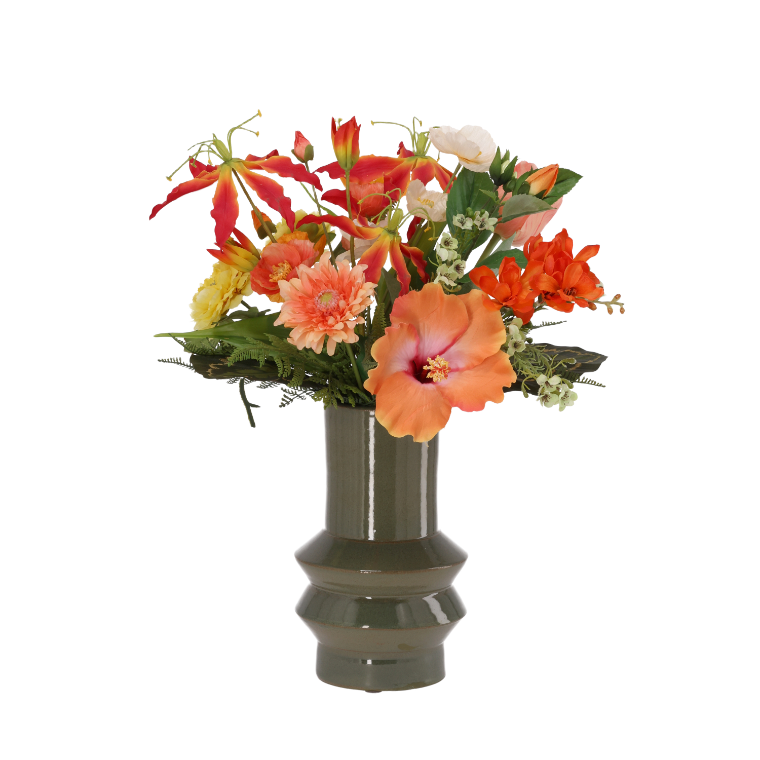 Handgebonden Kunstboeket Amber Praag - Rose/Oranje 50cm