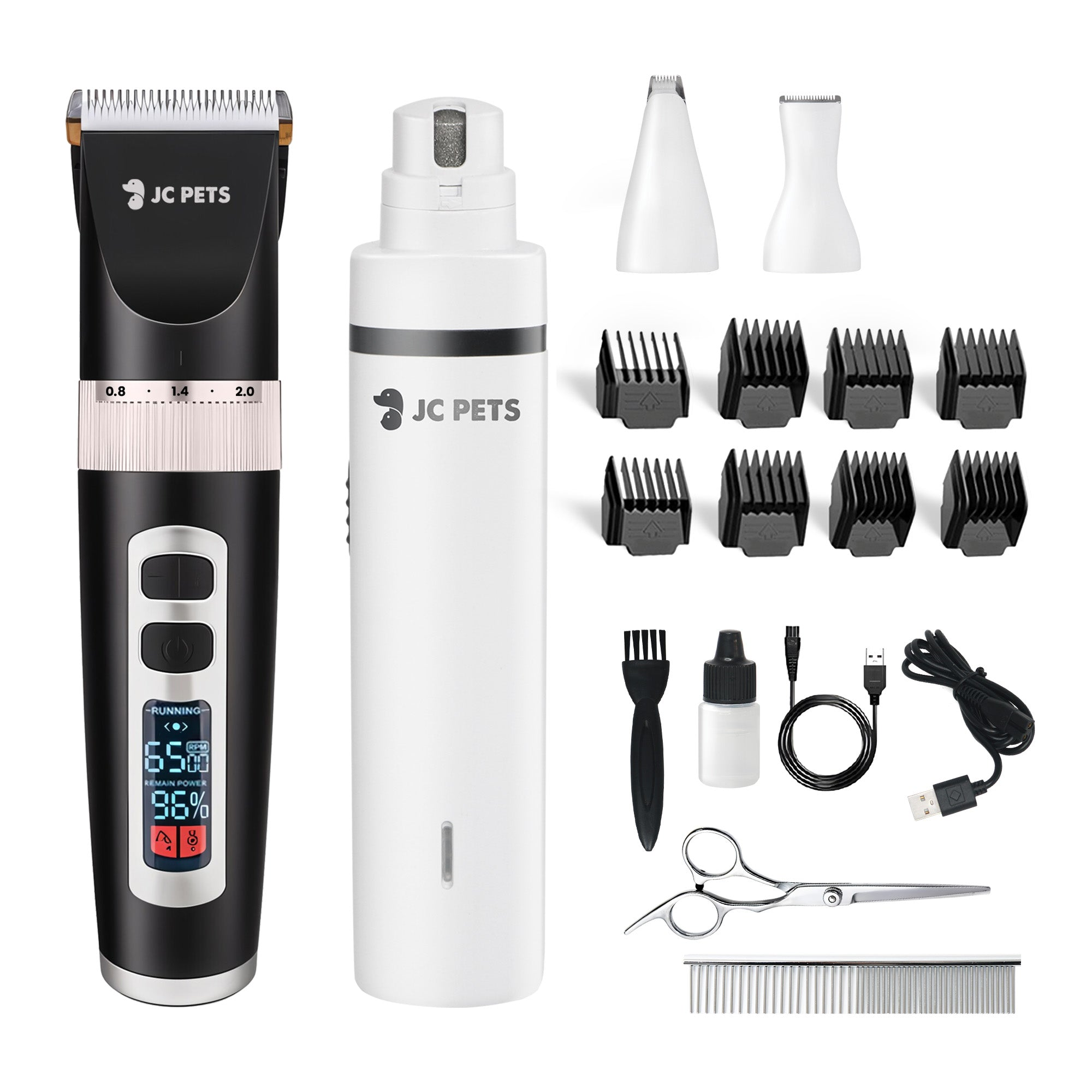 JC Pets Hondentondeuse Bundel – Professionele Dieren Tondeuse + 3-in-1 Grooming Set met Nagelvijl – Stil &amp; Draadloos — afbeelding 1