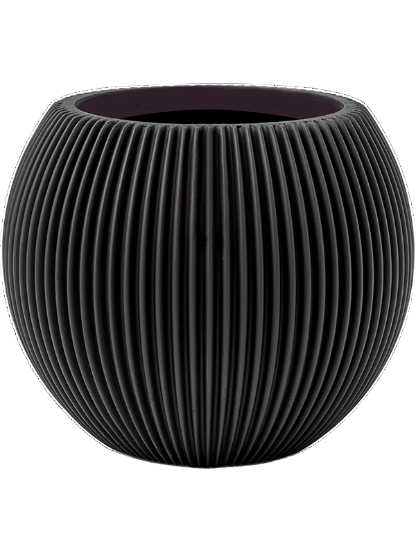 Capi Nature Groove Vase Ball Intense Black 22x18cm