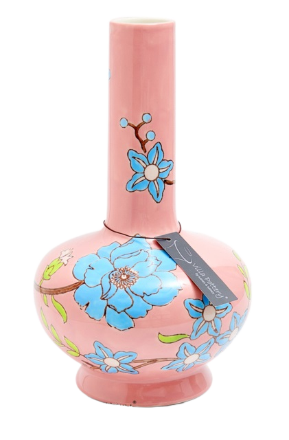 Happy Flowers Vaas porselein 18x18x31cm roze blauw