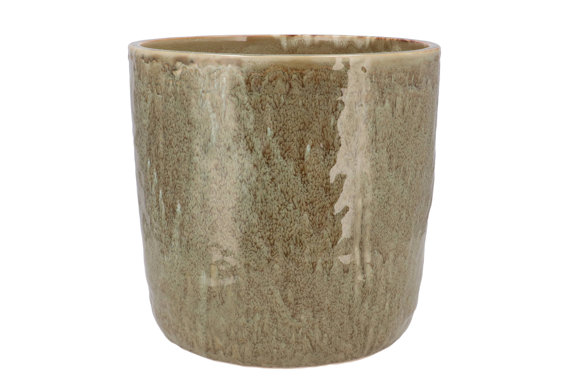 Iron stone zandkleurige geglazuurde pot 21x19cm
