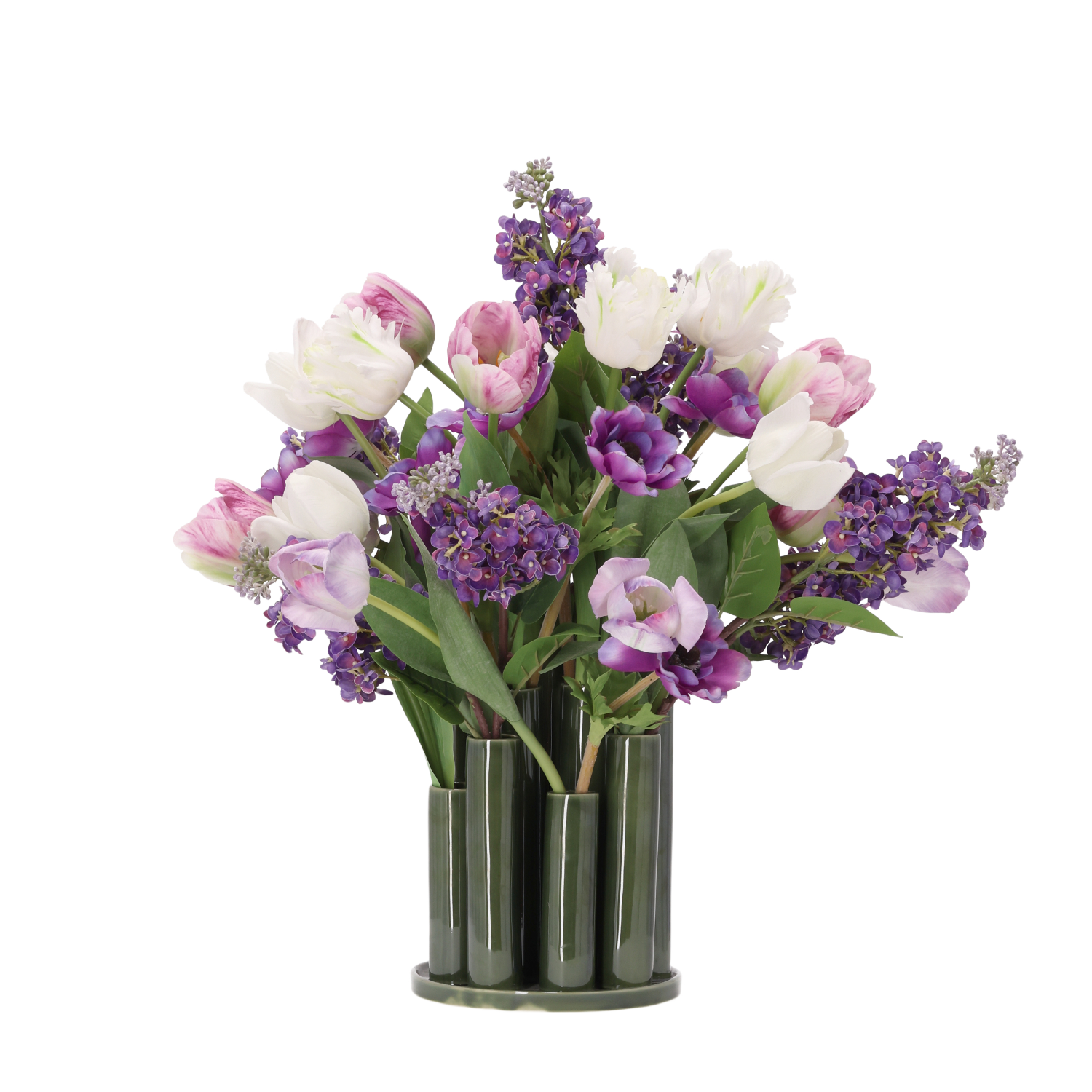 Kunstboeket Iris Istanbul 60cm inclusief twisted tubevaas afbeelding 1