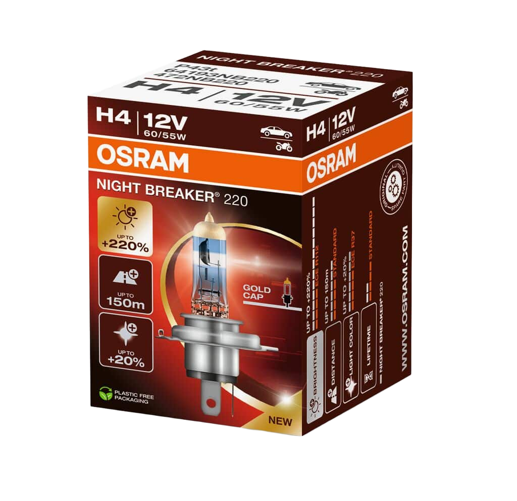 Osram Night Breaker 220 H4 12V 55/60W - 64193nb220 | Autolampen | H4 lamp | Dutch Performance Products