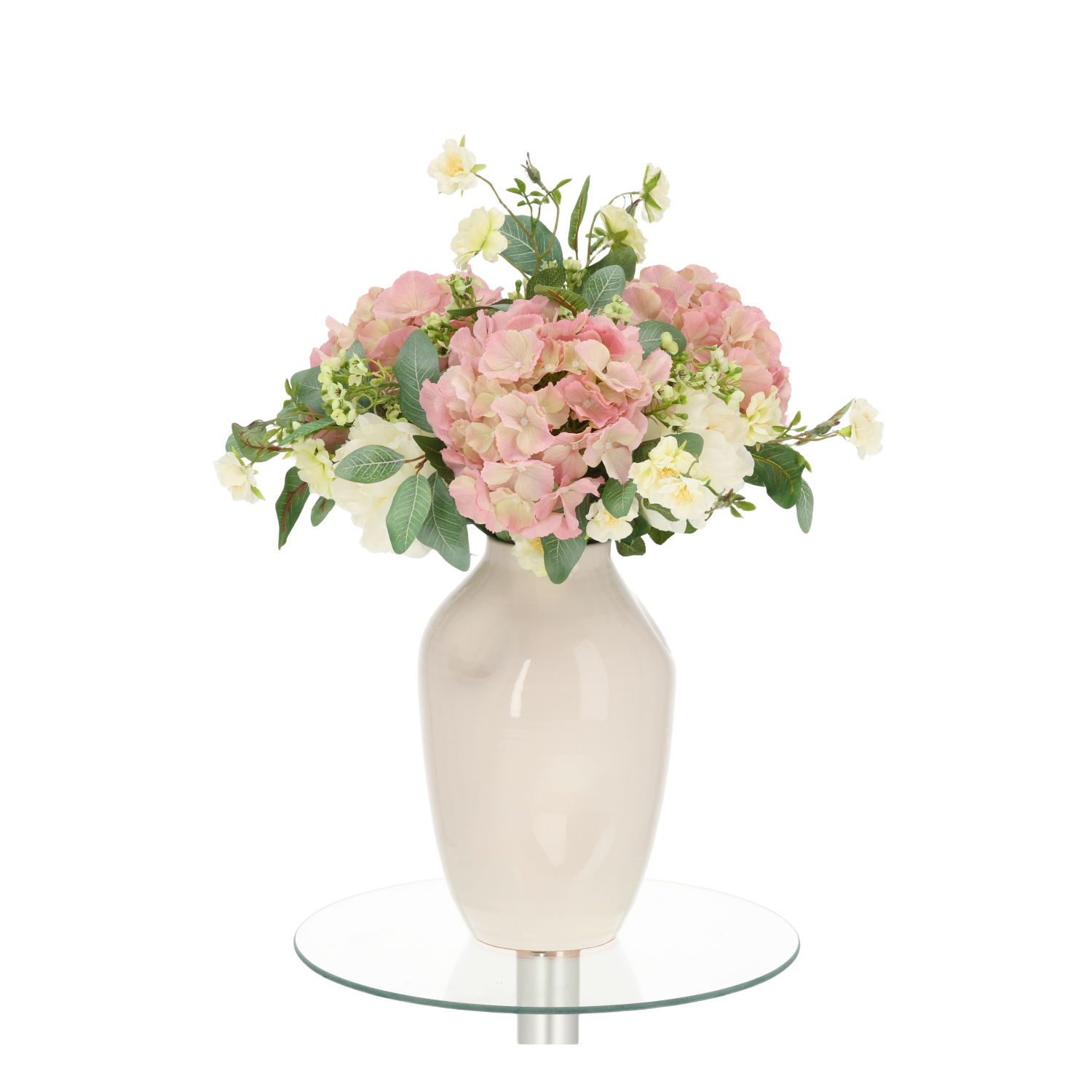 Handgebonden Kunstboeket Rose York - Roze 65cm