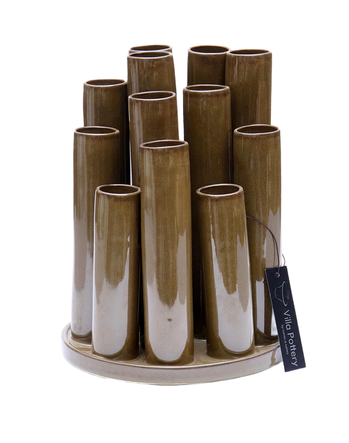 Twist & Tube Vaas Bruin 19x19x25cm rond