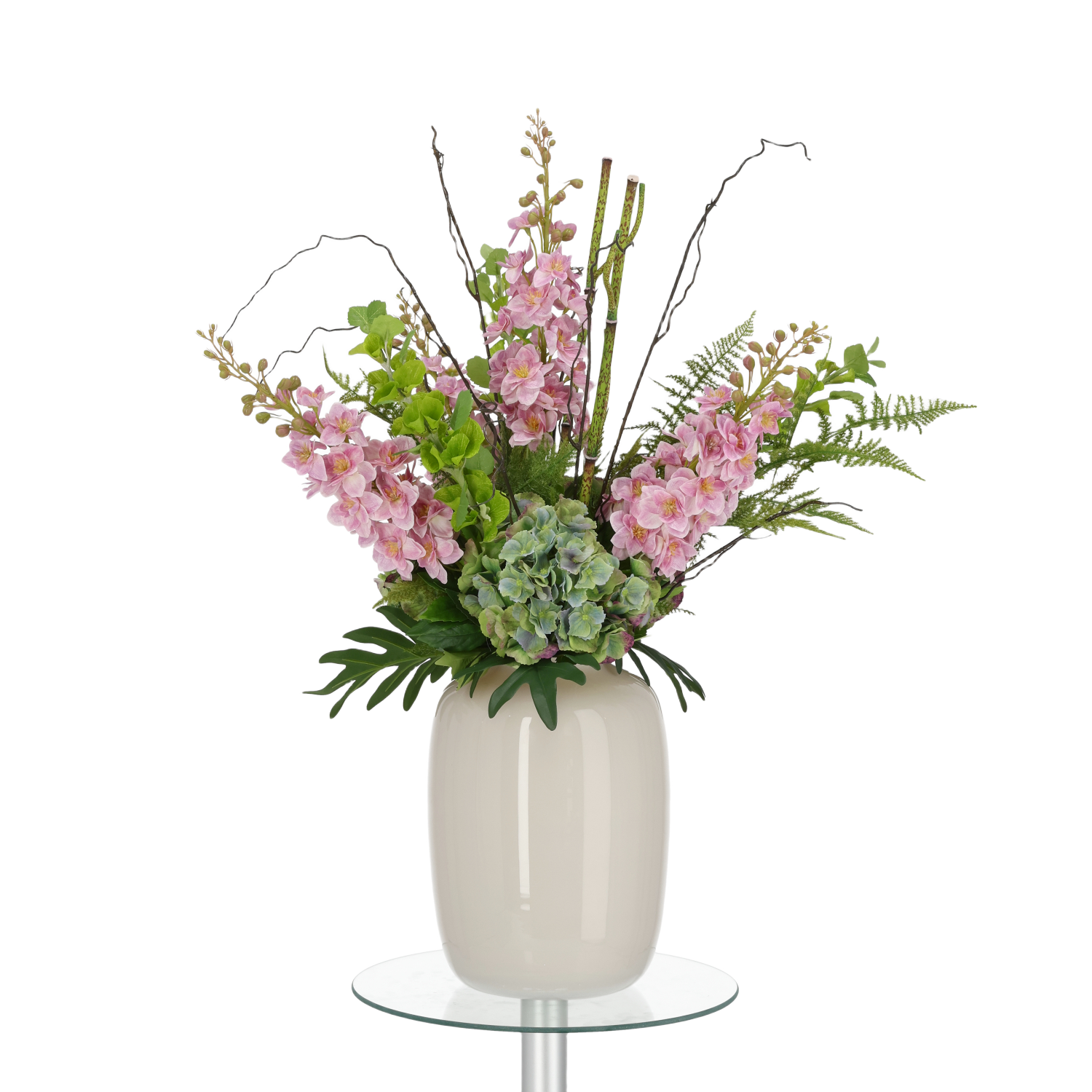 Handgebonden kunstboeket Yara Portland - Roze 90cm
