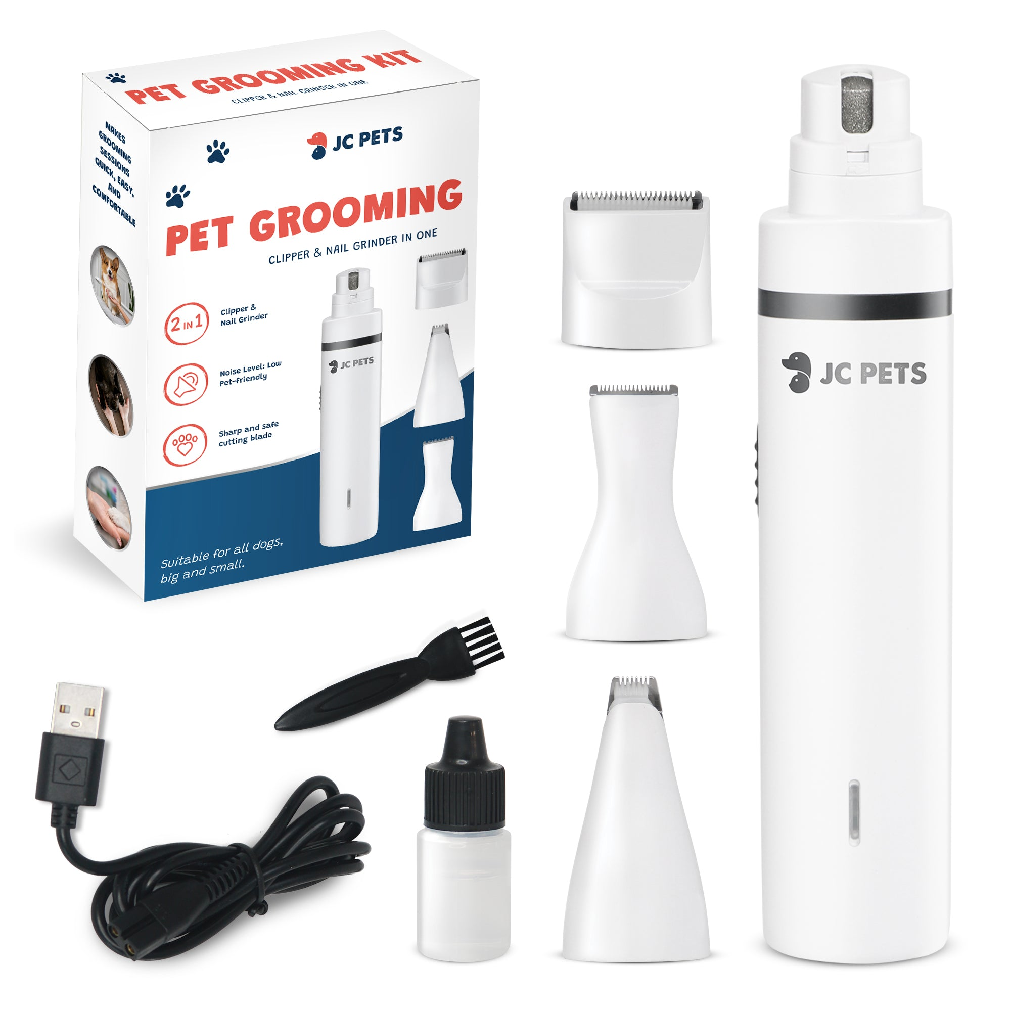 JC Pets 3-in-1 Hondentondeuse &amp; Nagelvijl – Draadloze Hondentrimmer &amp; Precisietondeuse – Stil &amp; USB Oplaadbaar – Geschikt voor Honden en Katten — afbeelding 1