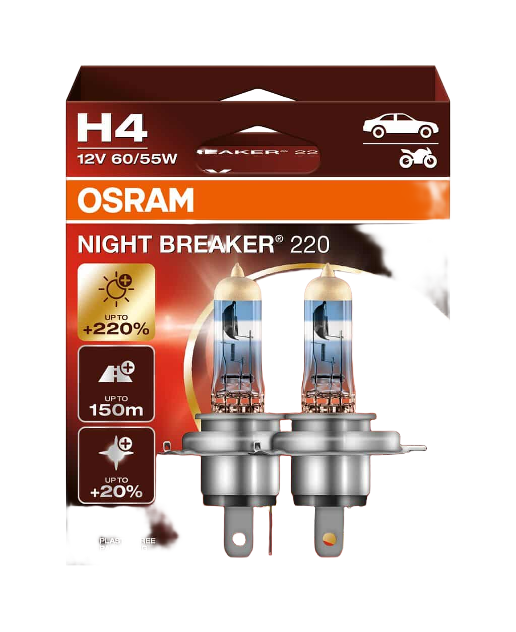 Osram Night Breaker 220 H4 12V/60 W - 64193nb220-2hb - Set 2 Stuks | Autolampen | H4 lamp | Dutch Performance Products