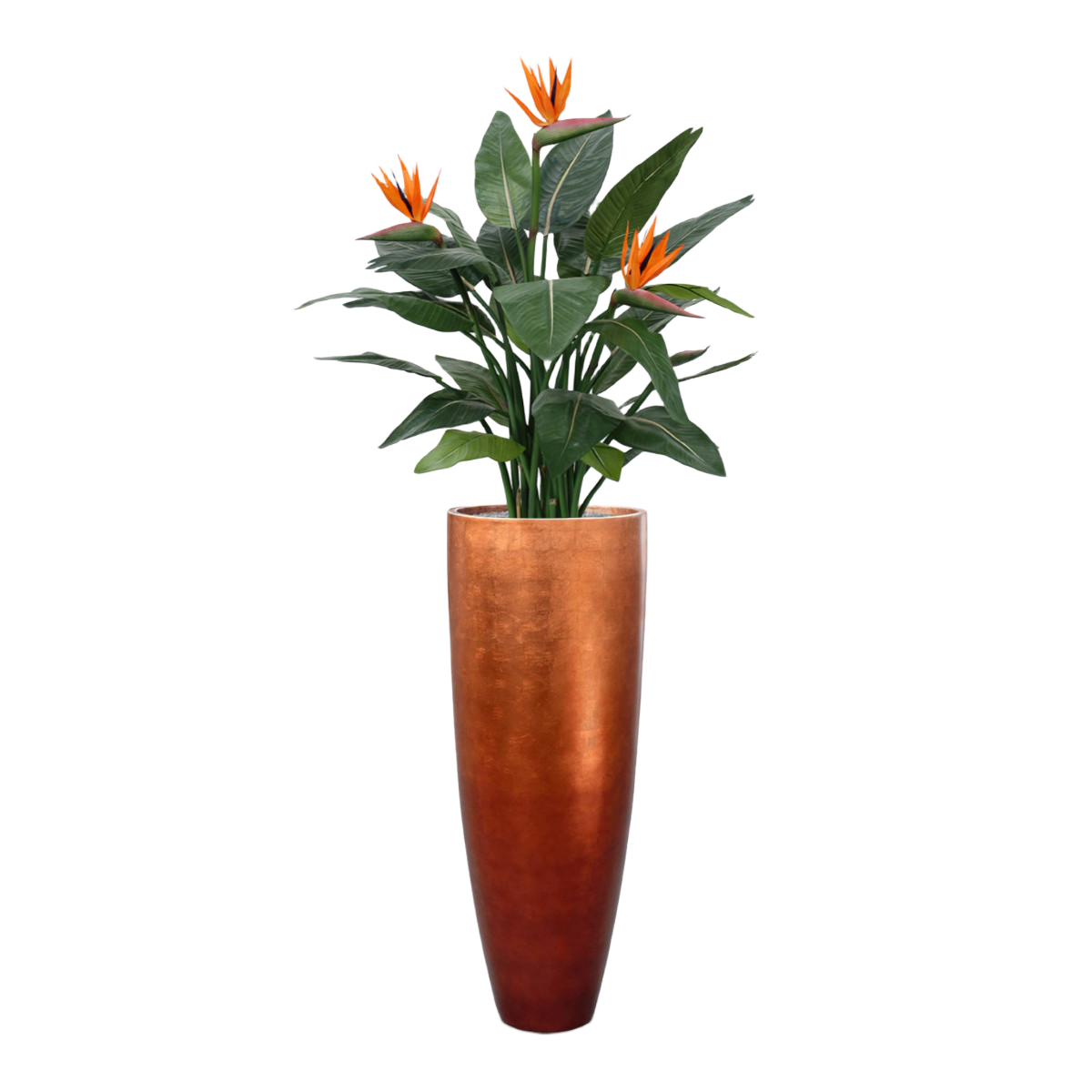 Strelitzia kunstplant deluxe in Baq Metallic Silver leaf Partner matt copper - compleet