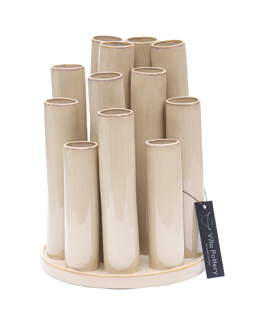 Twist & Tube Vaas Crème Rond 19x19x25cm