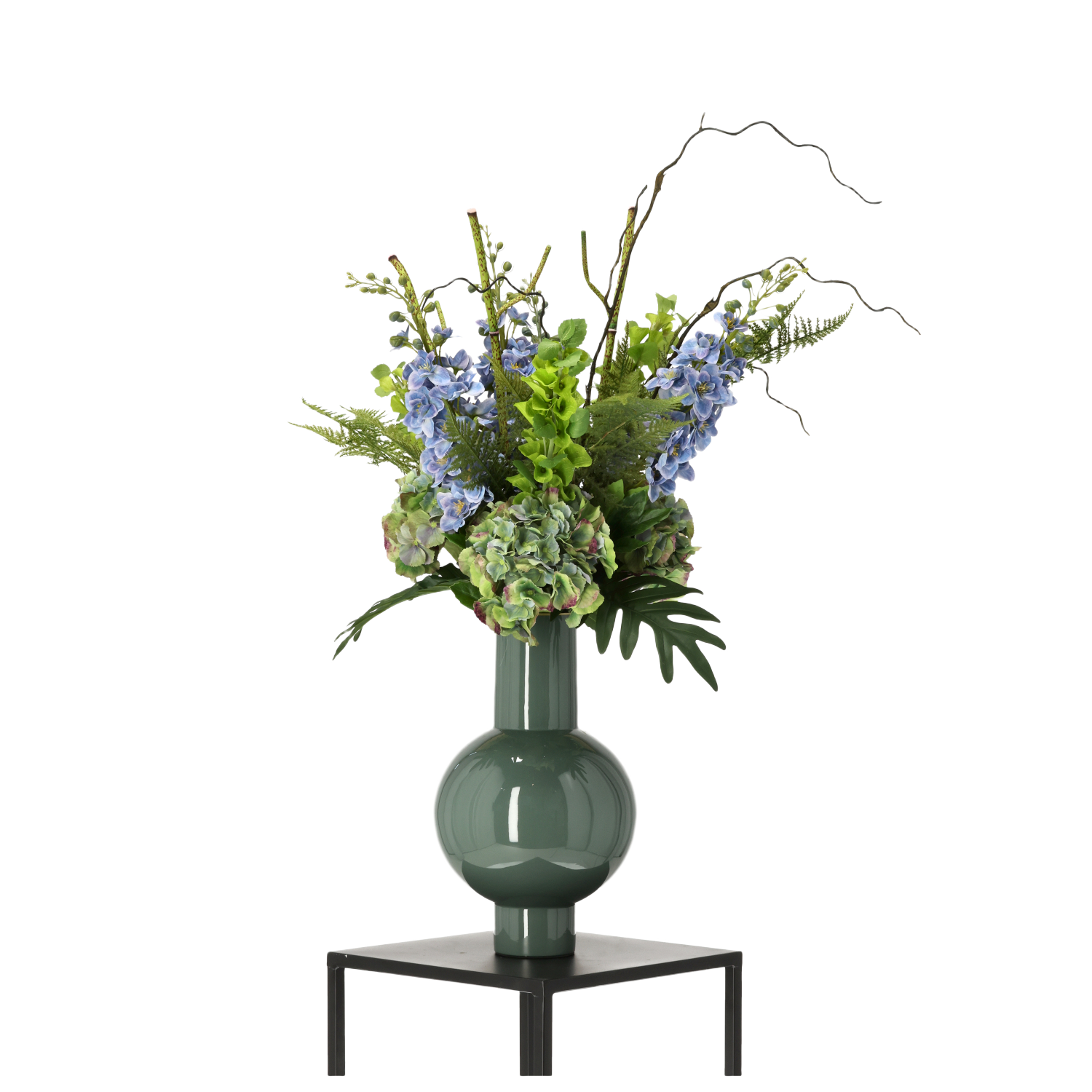 Handgebonden Kunstboeket Yara Portland - Blauw 90cm