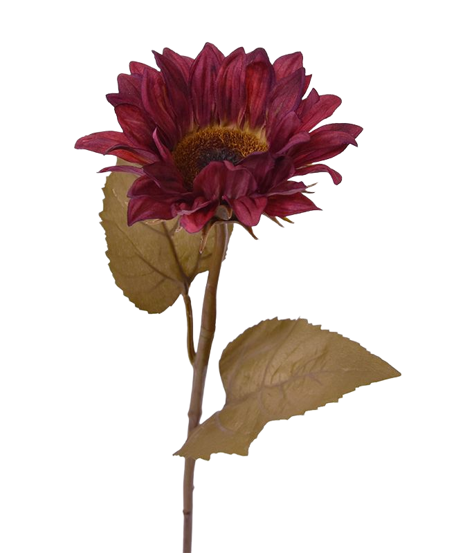 Zonnebloem kunsttak M 65 cm burgundy