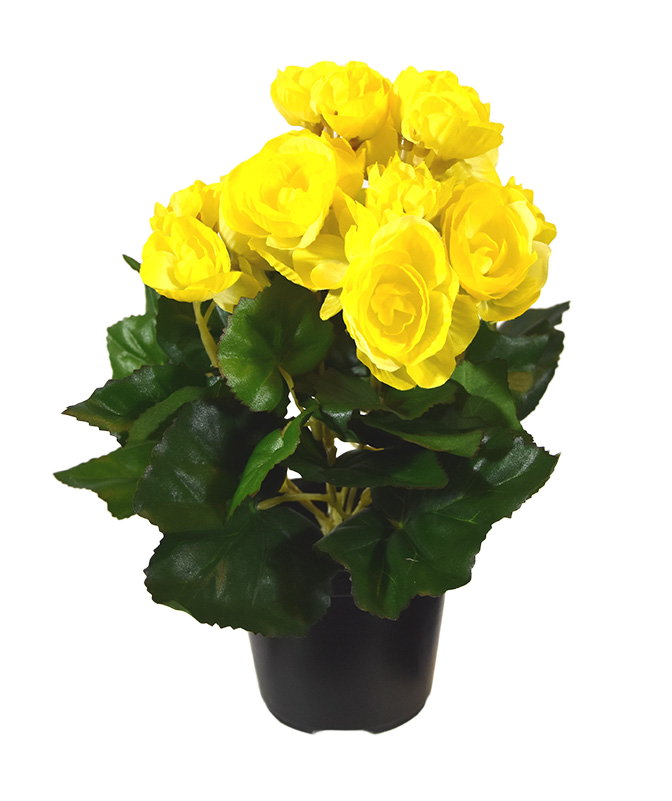 Begonia kunstplant in potje 20cm - geel