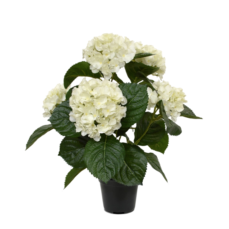 Hortensia kunstplant 40cm creme in pot