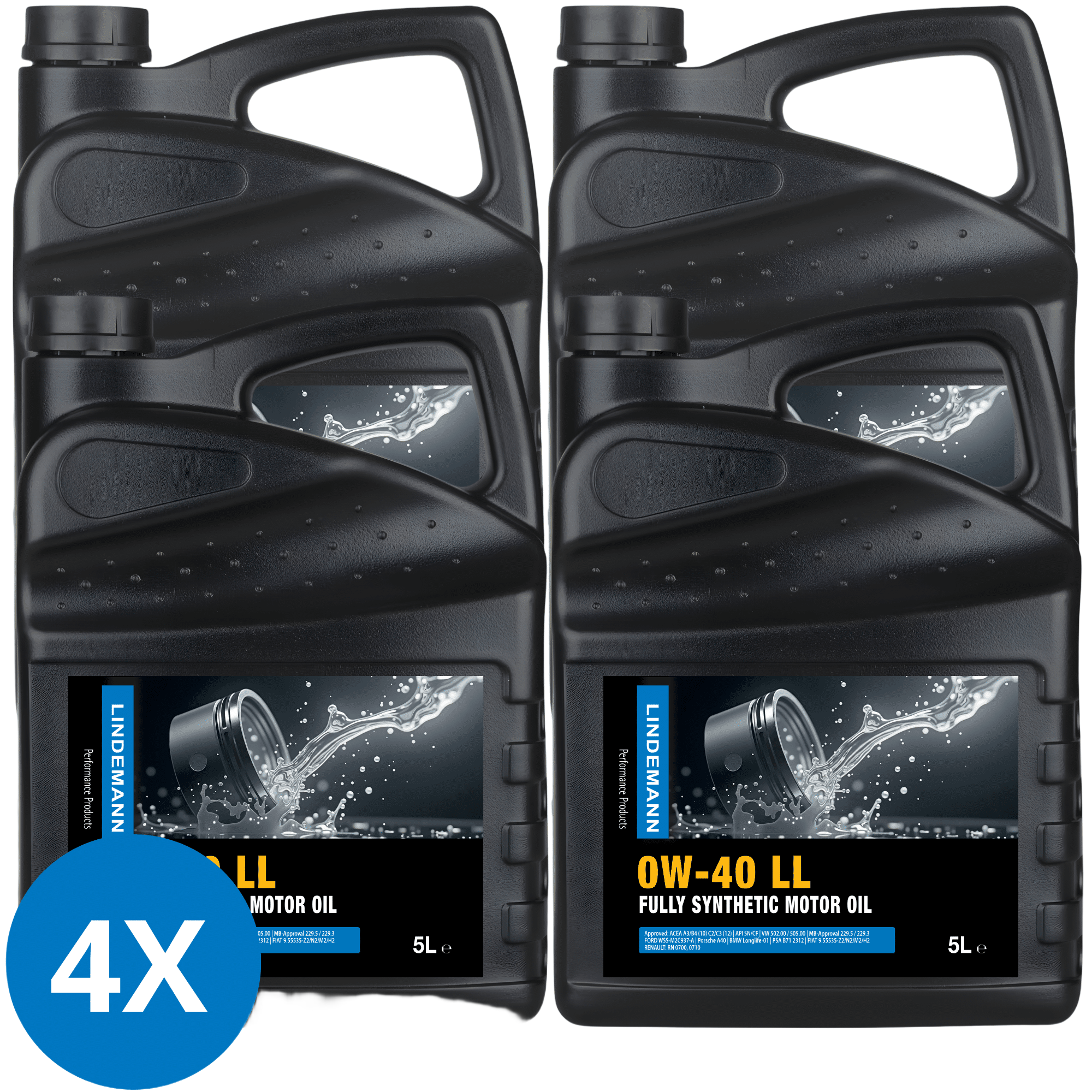 Lindemann Motorolie 0W-40 LL - Doos 4x5L | C3 | voor oa VW, BMW, Opel | Longlife | Volsynthetisch | Benzine & Diesel