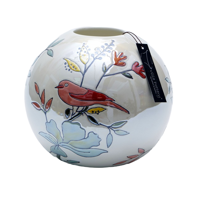 Magic Ball Vaas Vogels 20x20x19cm parelwit