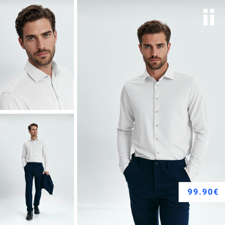 Camisa blanca de vestir regular hombre