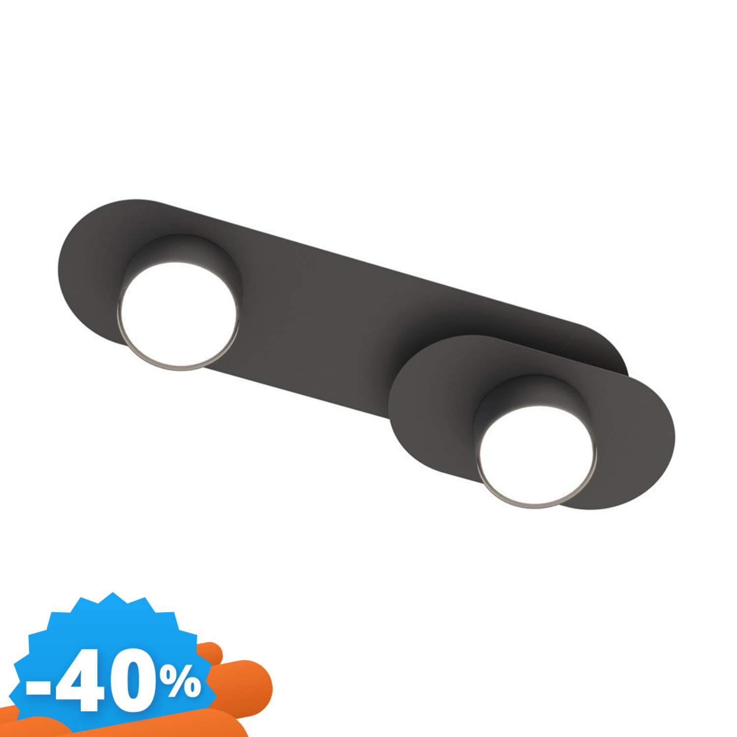 Emibig Lighting Nera Lampada Da Soffitto In Acciaio Stilo 2 Da Interno 2Xgx53