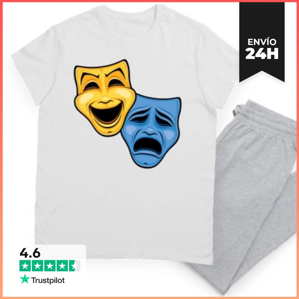 Pijama Máscaras teatrales de comedia y tragedi laTostadora