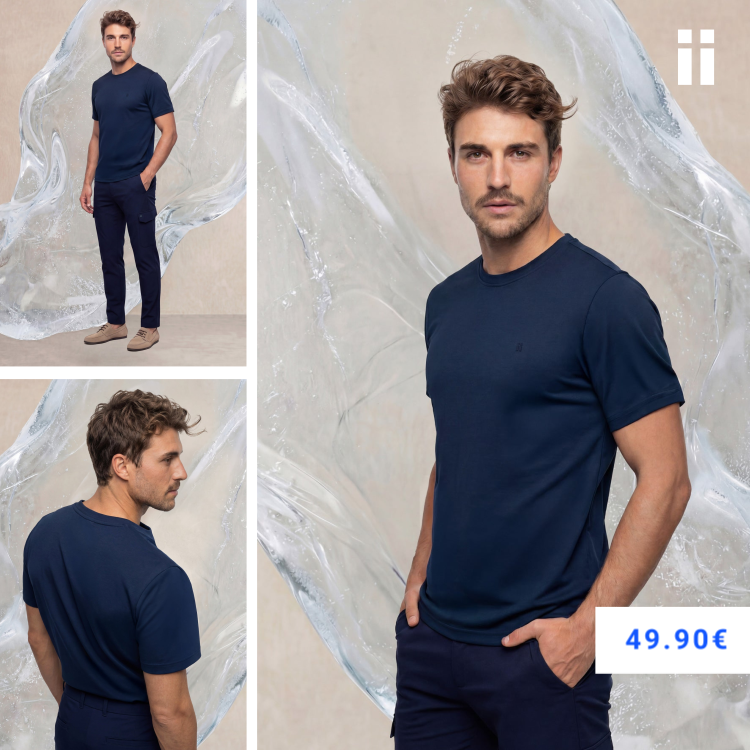 Camiseta hombre azul marino Ice