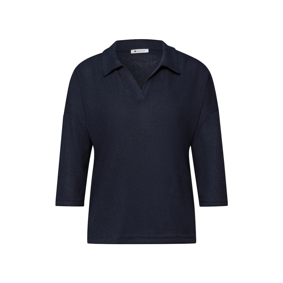 Street One Longsleeve Polo Viskose-Polyester-Es Shadowed Navy