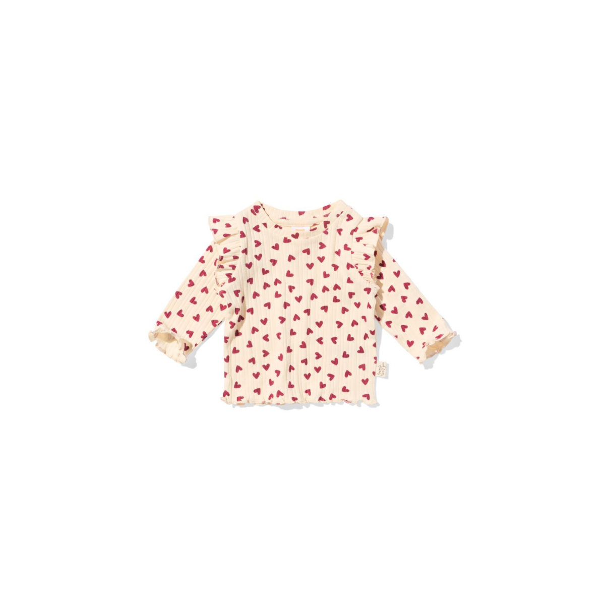 HEMA HEMA Newborn T-shirt Rib Hartjes Ecru (ecru)