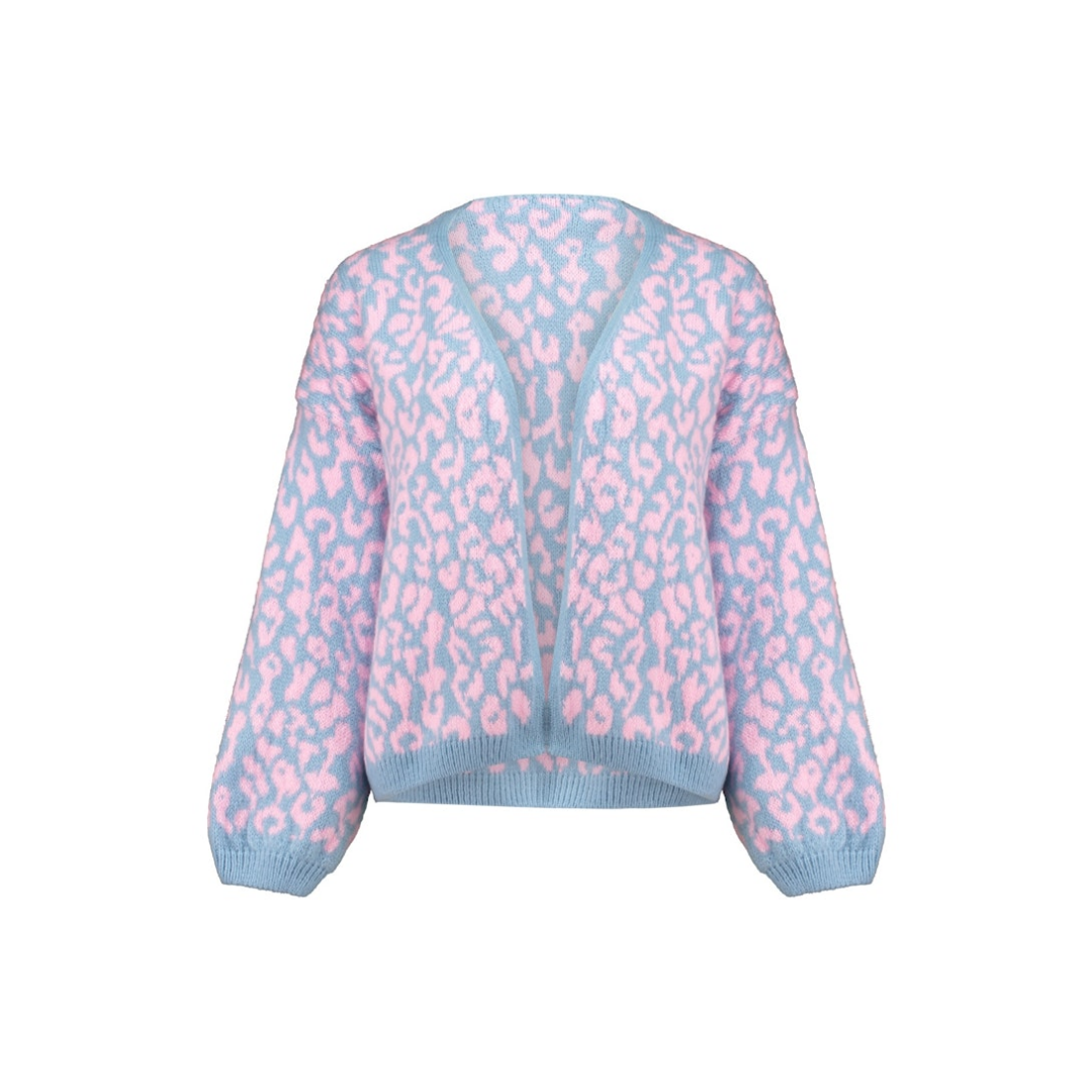 Hailys - Damen Pullover - cloud blue-pink candy leo - Größe: L-XL - bei Tara-M