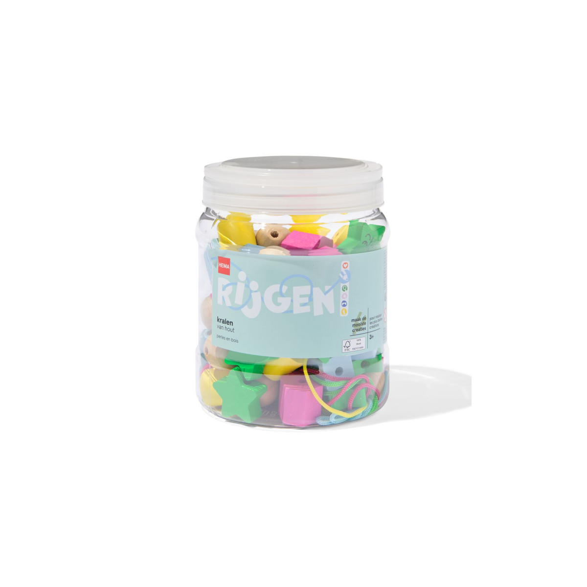 HEMA Emmer houten kralen met rijgkoord - 70 stuks