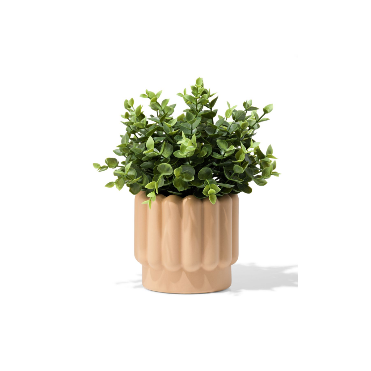 HEMA Bloempot ⌀13x12.5cm keramiek ribbels bruin (beige)