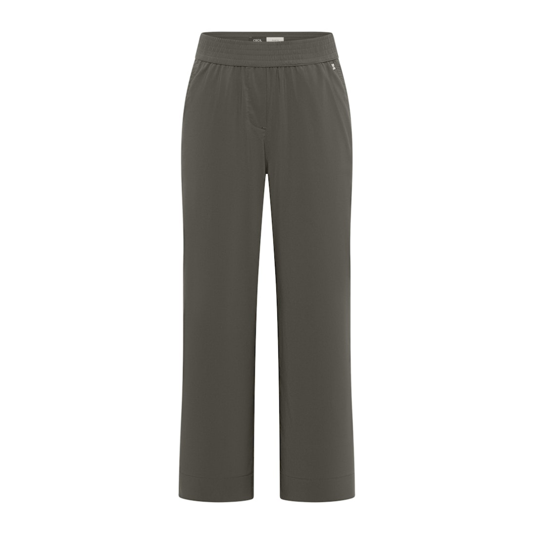 cecil Hose High Waist Wide Leg Loose Fit Baumwolle-Polyester-Esasthan Grün