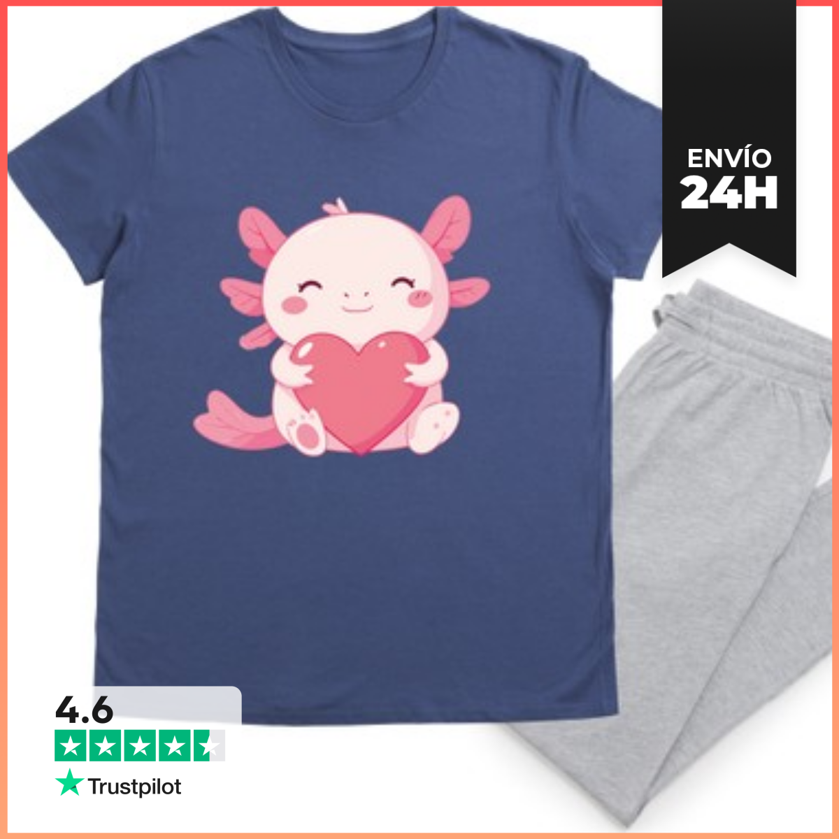 Pijama Ajolote Kawaii Con Corazón LaTostadora