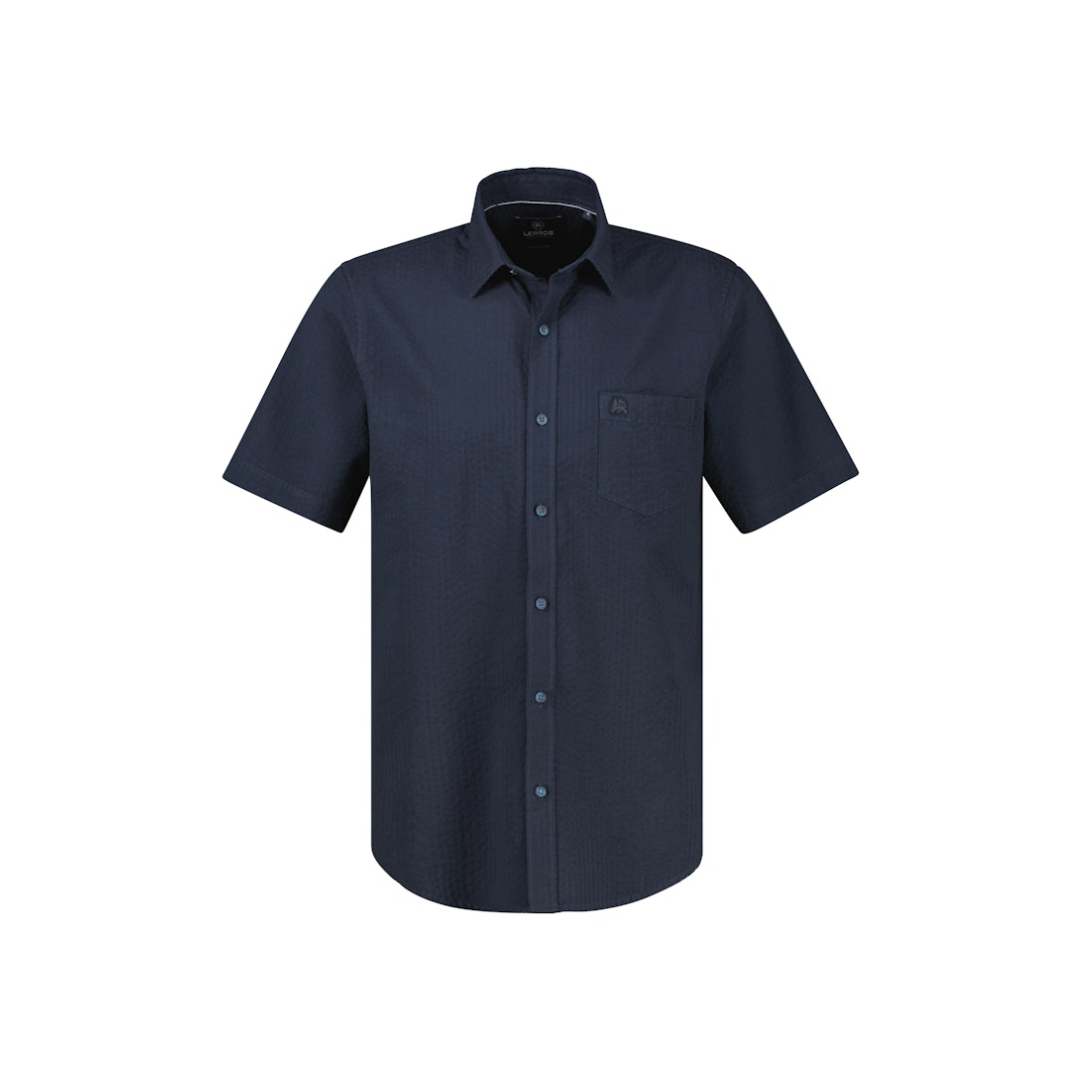 Lerros Kurzarmhemd Streifenstruktur Baumwolle Classic Navy