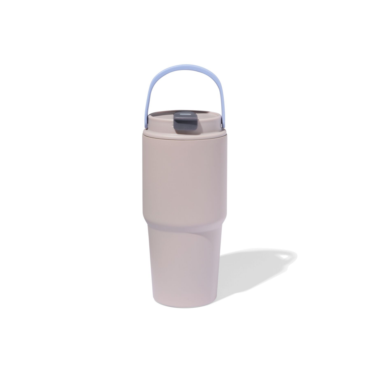 HEMA HEMA Drinkbeker Met Rietje 600ml Rvs Grijs (grijs)