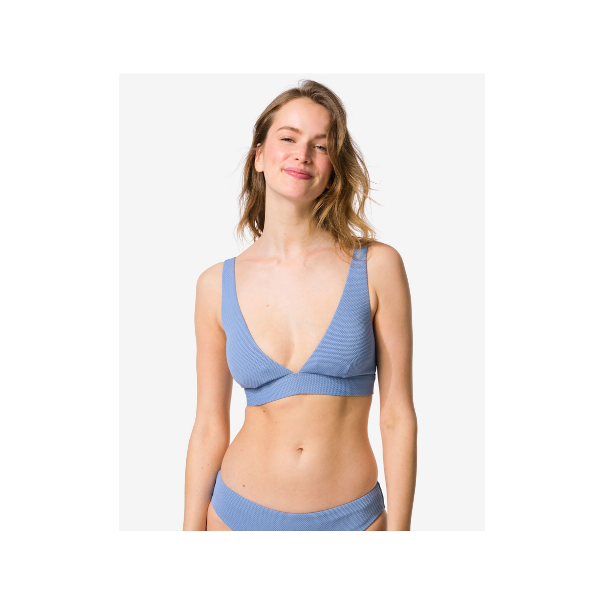HEMA Damesbikinitop Liv triangel structuur lichtblauw (lichtblauw)