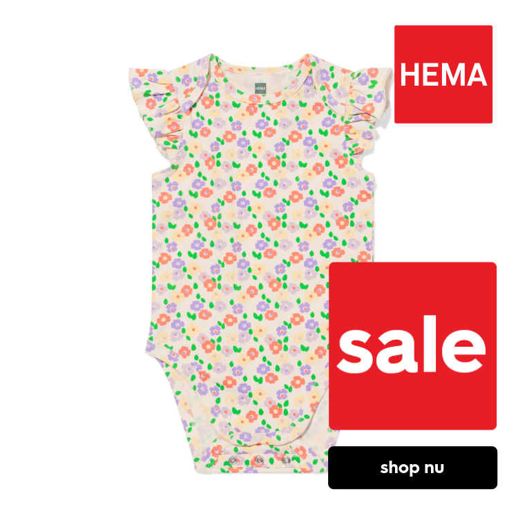 HEMA Baby meegroeiromper ruches bloemen gebroken wit (gebroken wit)