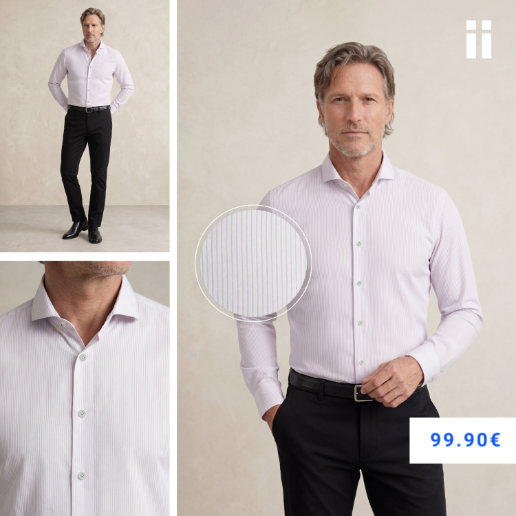 Camisa de vestir cuello cutaway hombre estampado raya rosa regular
