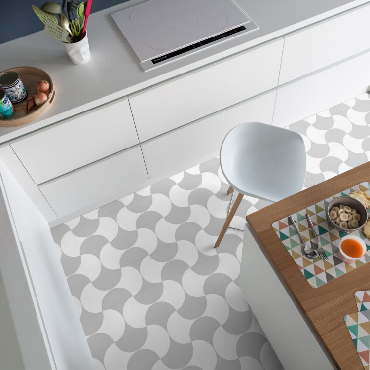 Rouleau 4m de sol PVC effet carreaux ciment à coller luna grey Gerflor - 3000 cm x 400 cm x 0.26 cm