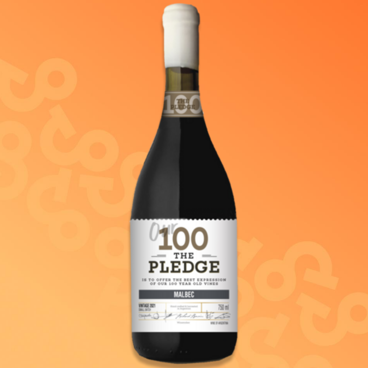 Bottiglia The Pledge Il nostro 100 Malbec vino rosso 75 cl