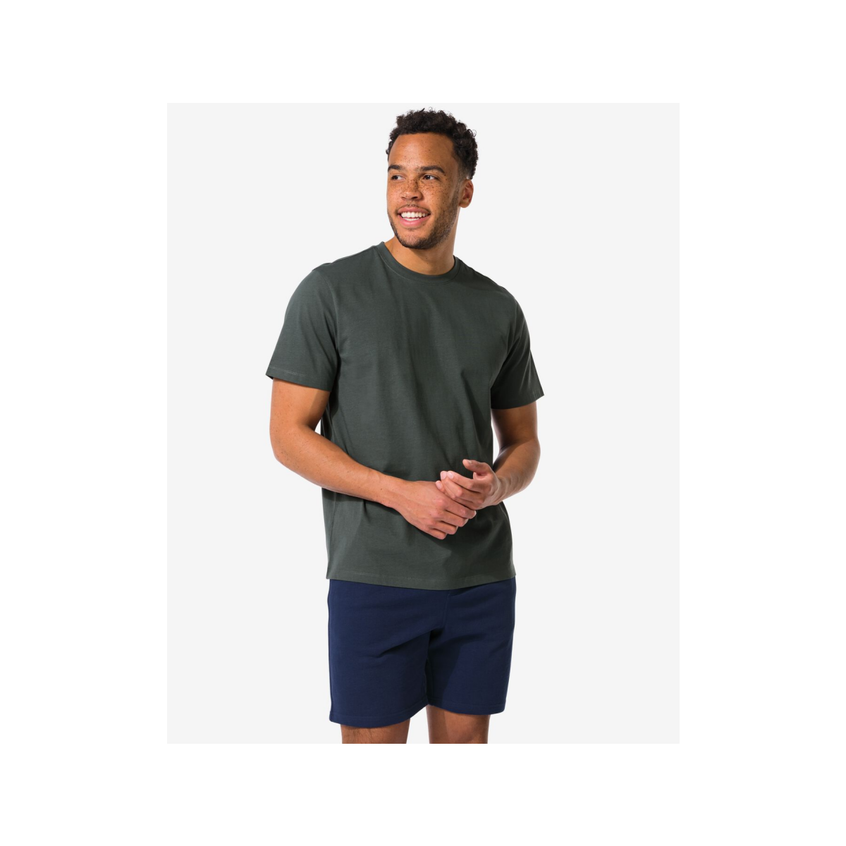 HEMA Heren T-shirt regular grijs (grijs)
