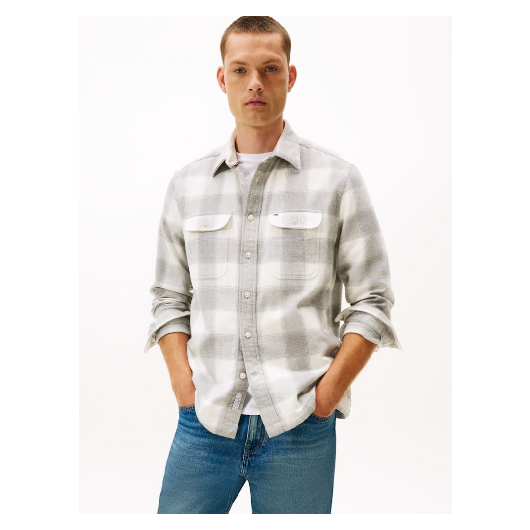 Tommy Hilfiger - Herren Langarmhemd - light grey htr - check - Größe: XXXL - bei Tara-M