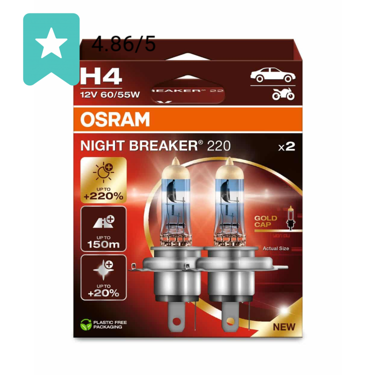 Osram Night Breaker 220 H4 12V/60 W - 64193nb220-2hb - Set 2 Stuks | Dutch Performance Products