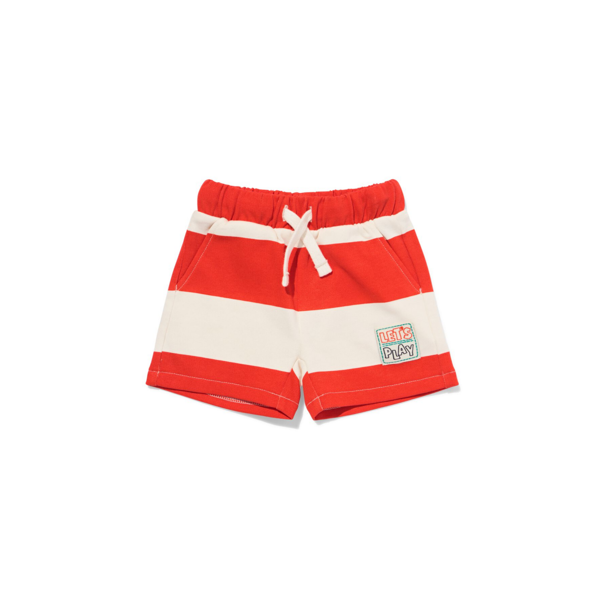 HEMA Babyshort comfy fit sweatstof strepen rood (rood)