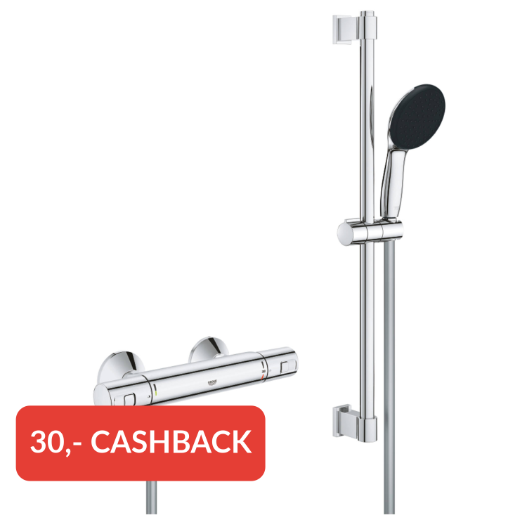 Grohe QuickFix Precision Start thermostatische doucheset 15cm met 1 straalsoort chroom