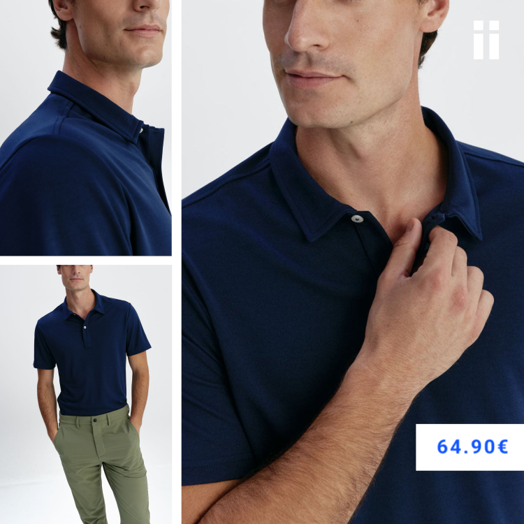 Polo manga corta hombre azul marino