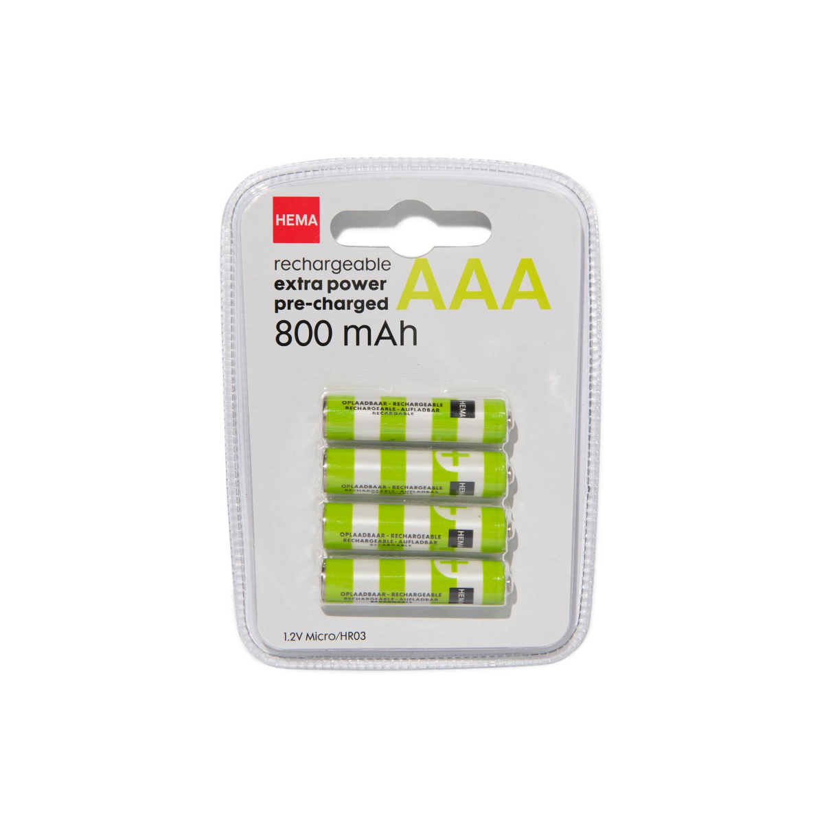 HEMA Oplaadbare AAA batterijen 800mAh - 4 stuks