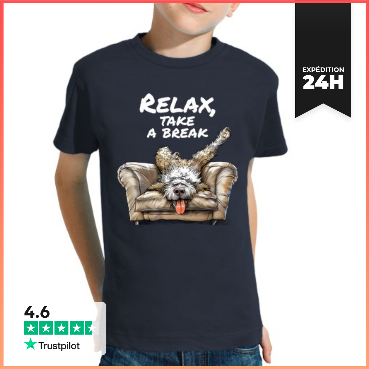 Tee Shirt Pour Enfant Manche Courte DéTendez-Vous Faites Une Can Chien Fc-image