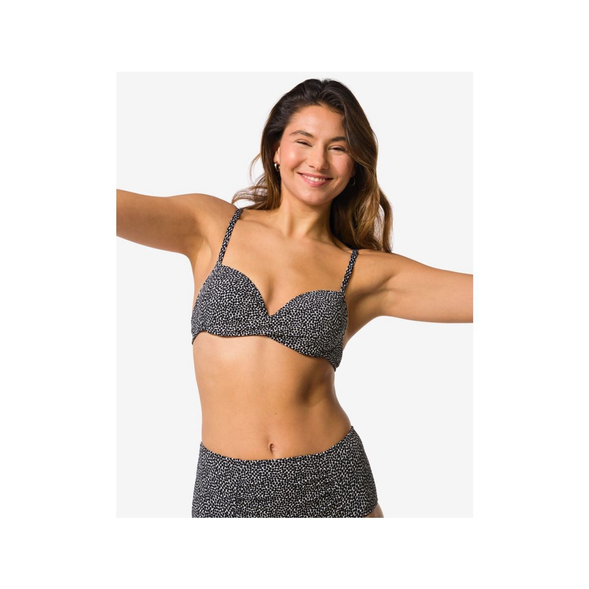 HEMA Damesbikinitop Iris push-up zwart/wit (zwart/wit)