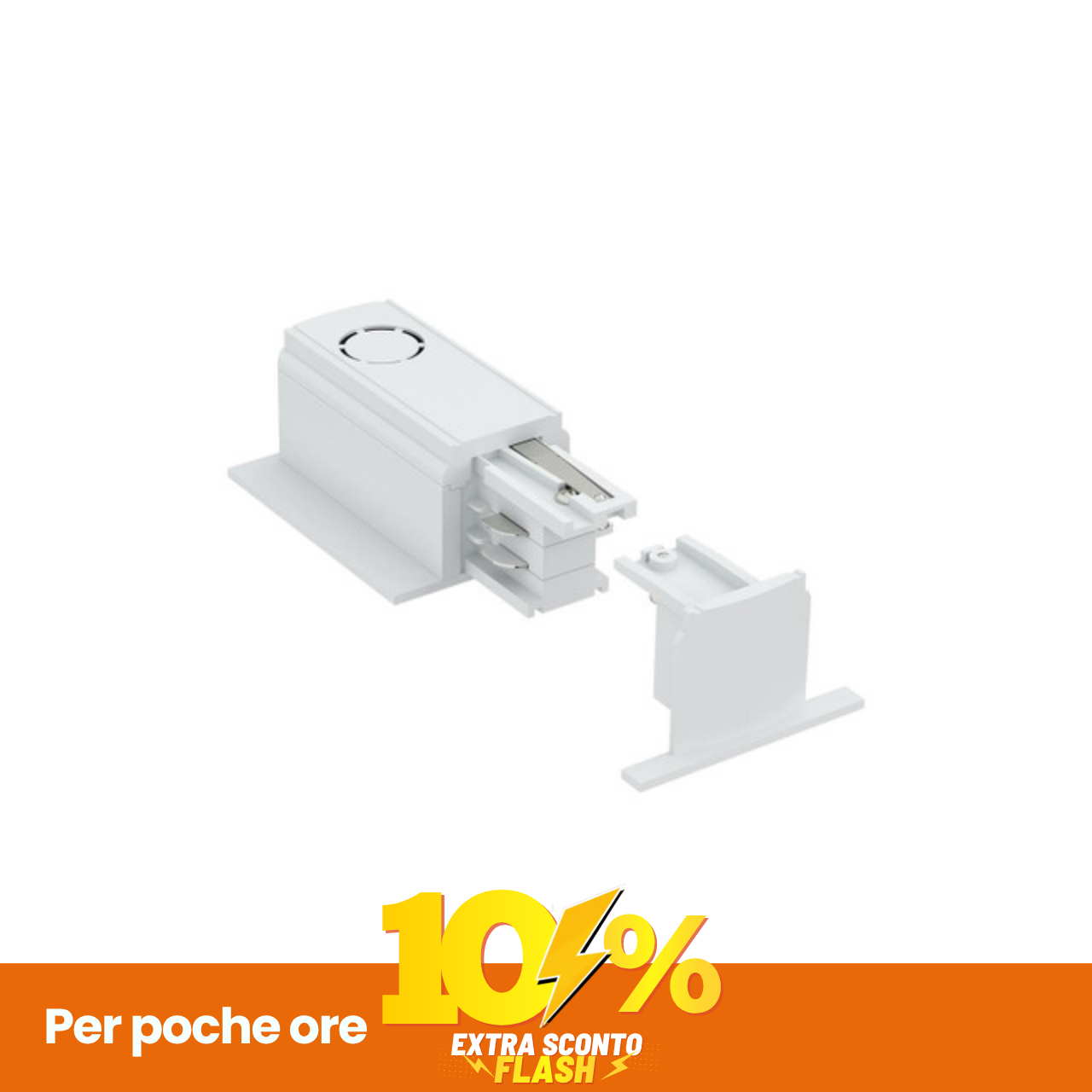 Kit Connettore Alim. DX E Tappo Per Binario Trifase Da Incasso Bianco-image