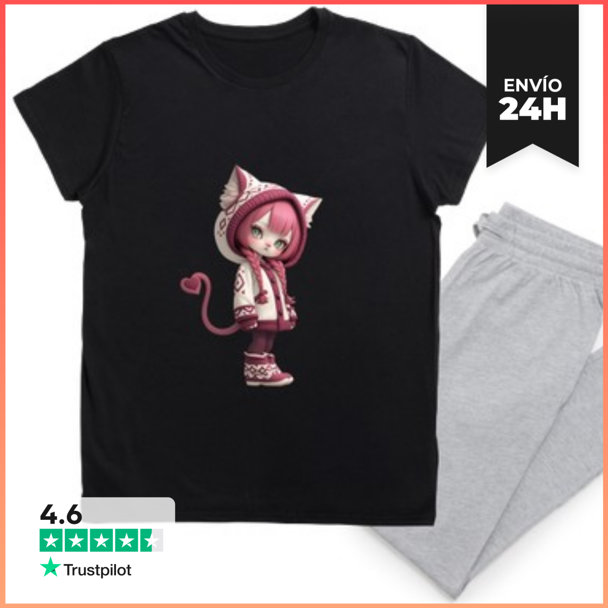 Pijama Cute anime cat girl laTostadora