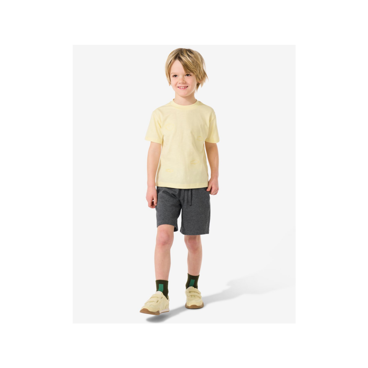 HEMA Kindershort regular fit sweatstof - 2 stuks grijsmelange (grijsmelange)